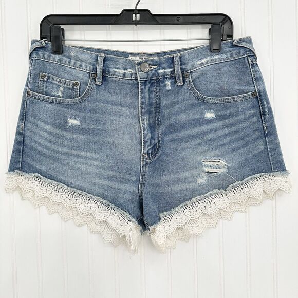 Free People Pants - Free People Shorts Womens 29 Crochet High Rise Blue Jean Denim Anthropologie